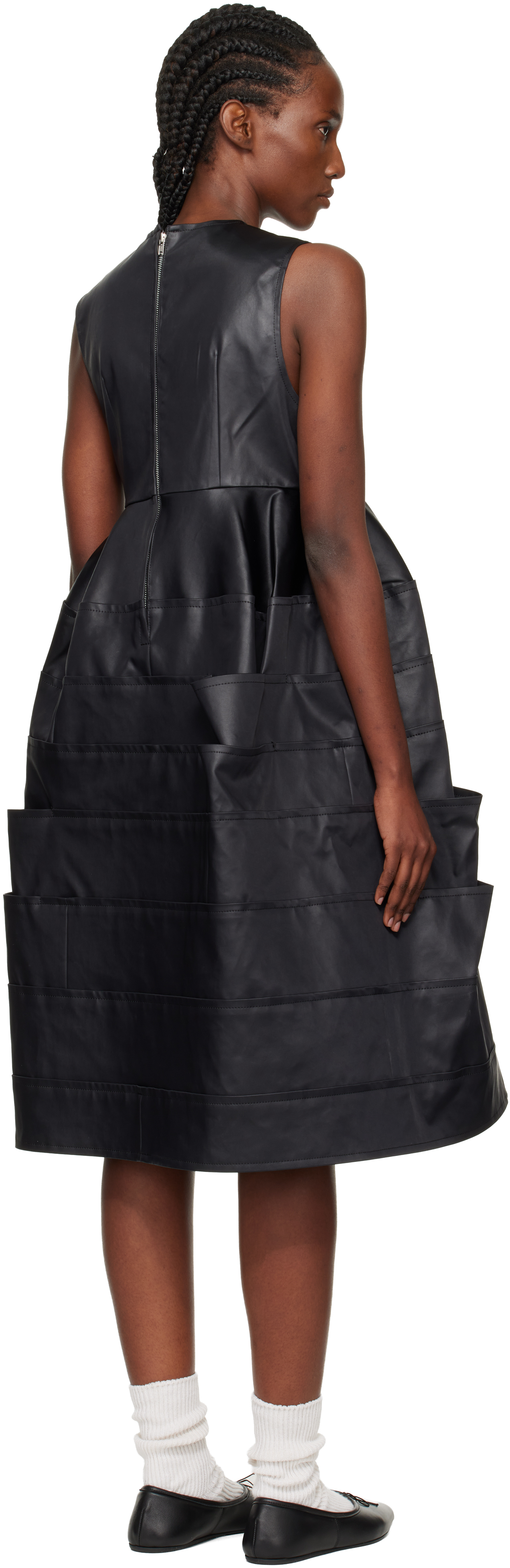 Black Satin Midi Dress