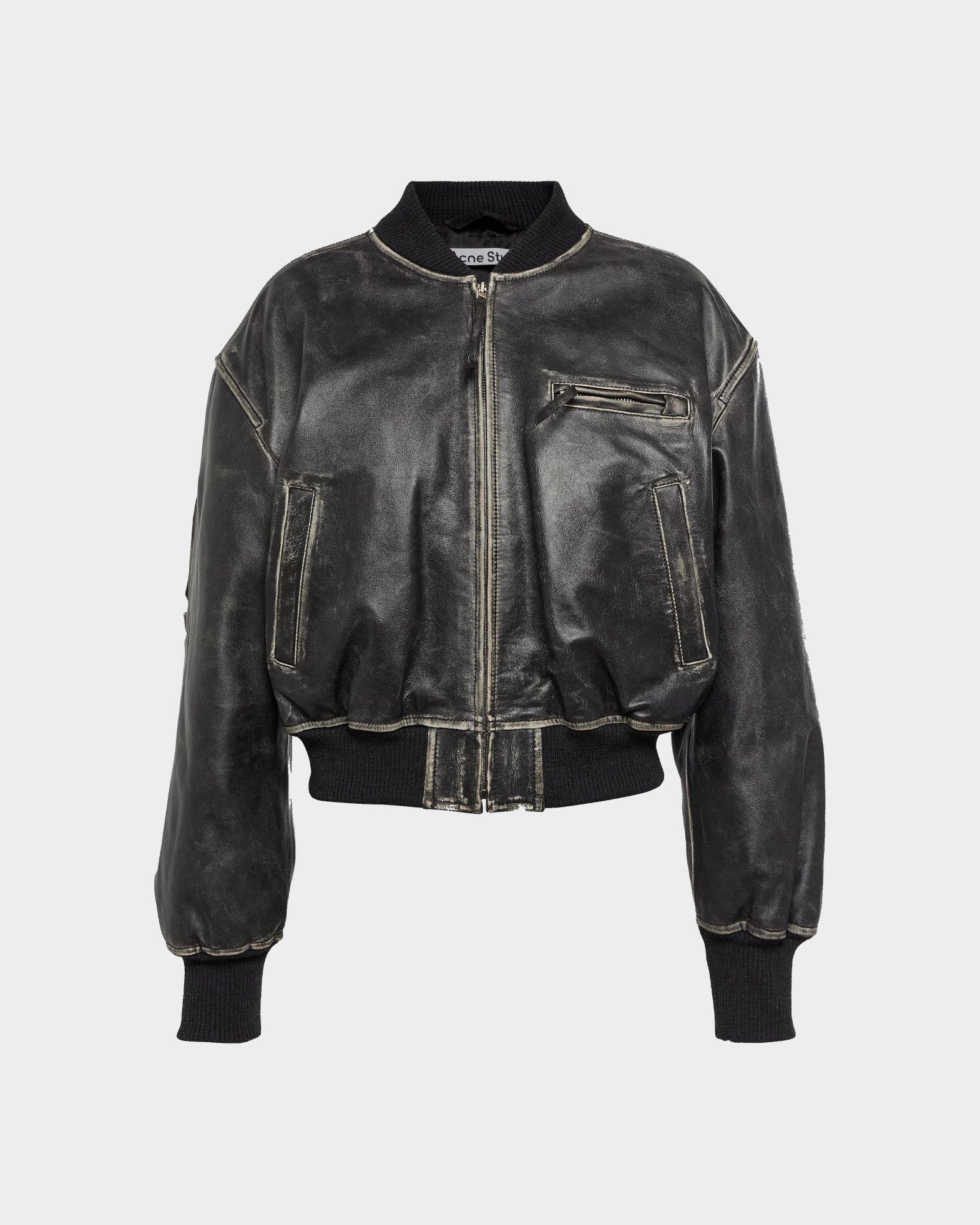 Acne Studios Leather Bomber Jacket Black