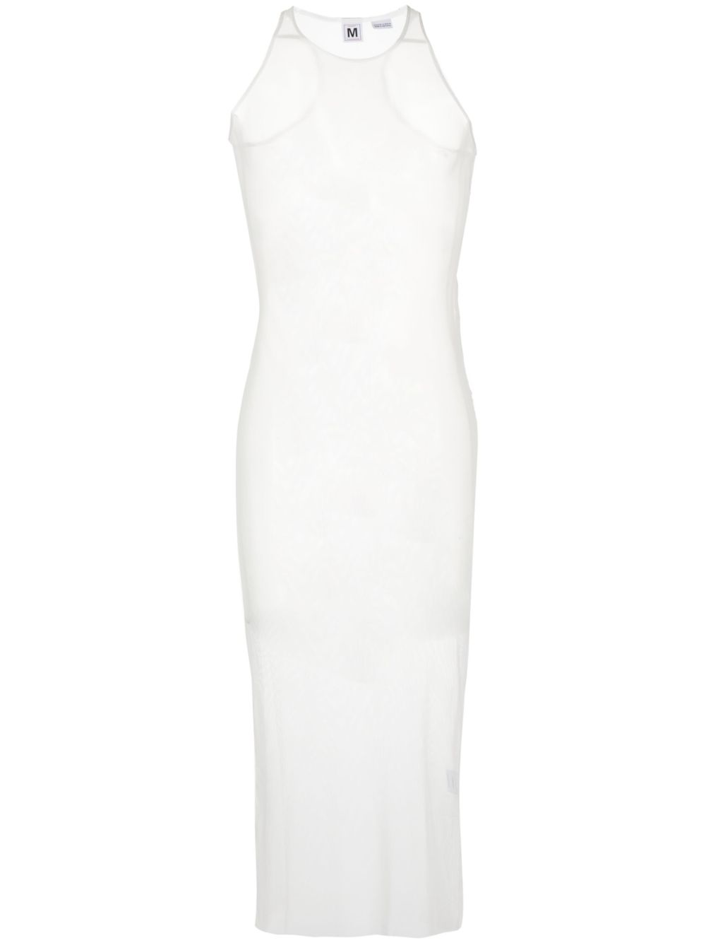 Sleeveless semi-sheer maxi tank top - White