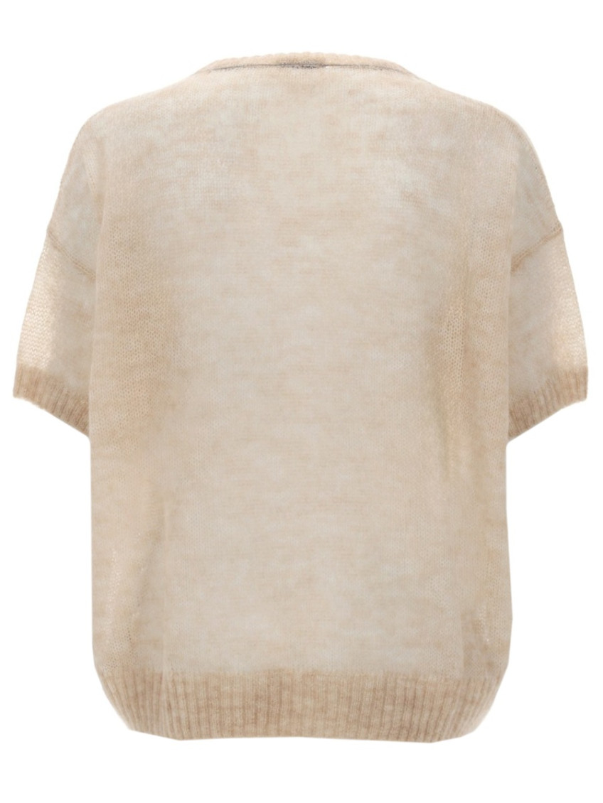 White Knitted Crew Neck Sweater
