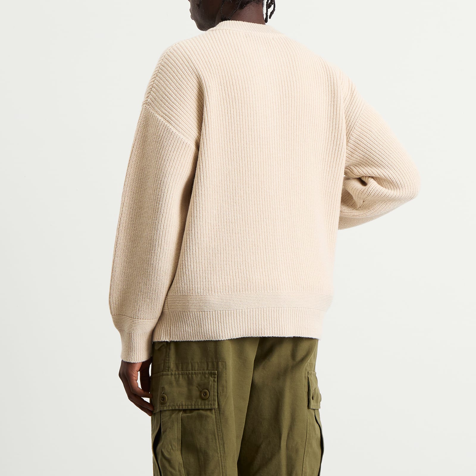 Men's Heavy Wool Round Cardigan Cream