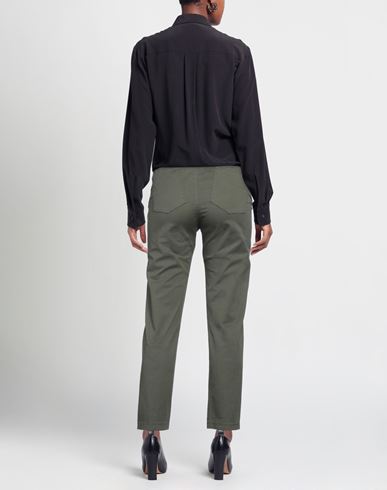 Woman Pants Military green Size S Cotton, Elastane