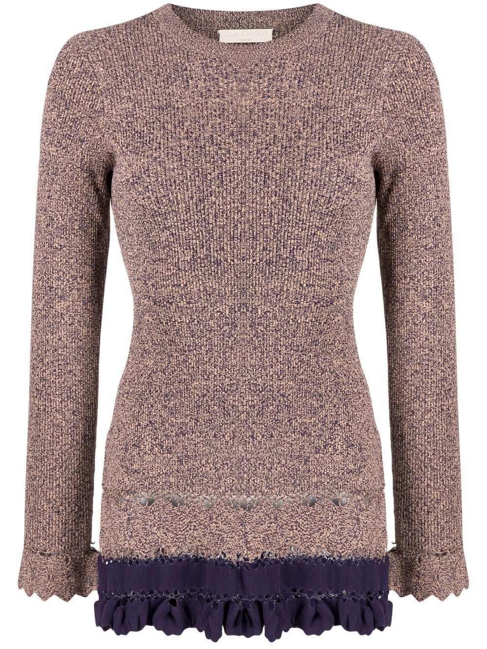 Ribbed ruffle-trim jumper - Multicolour