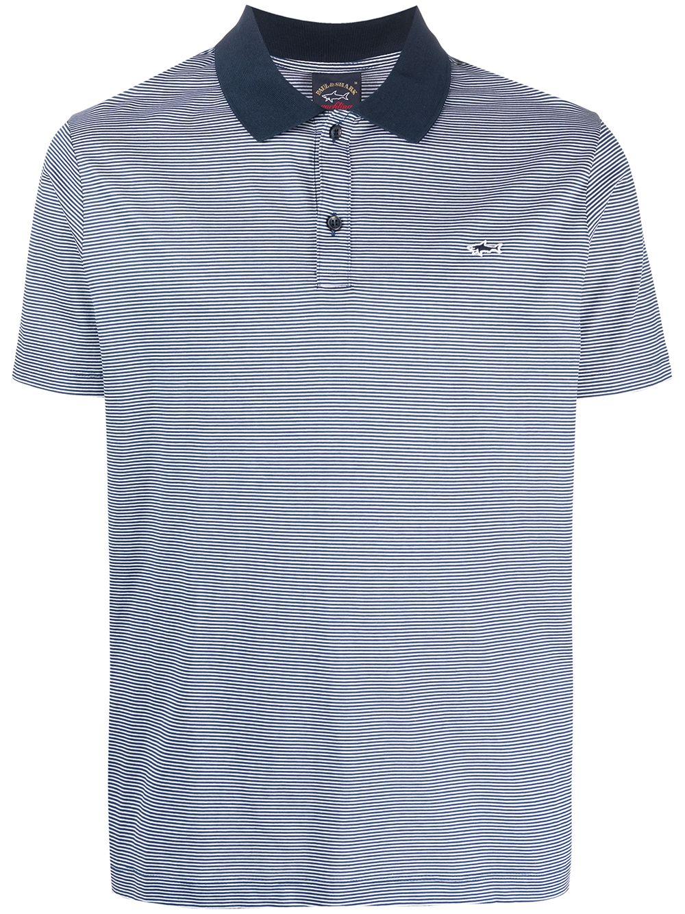 Logo-patch stripe-print polo shirt - Blue