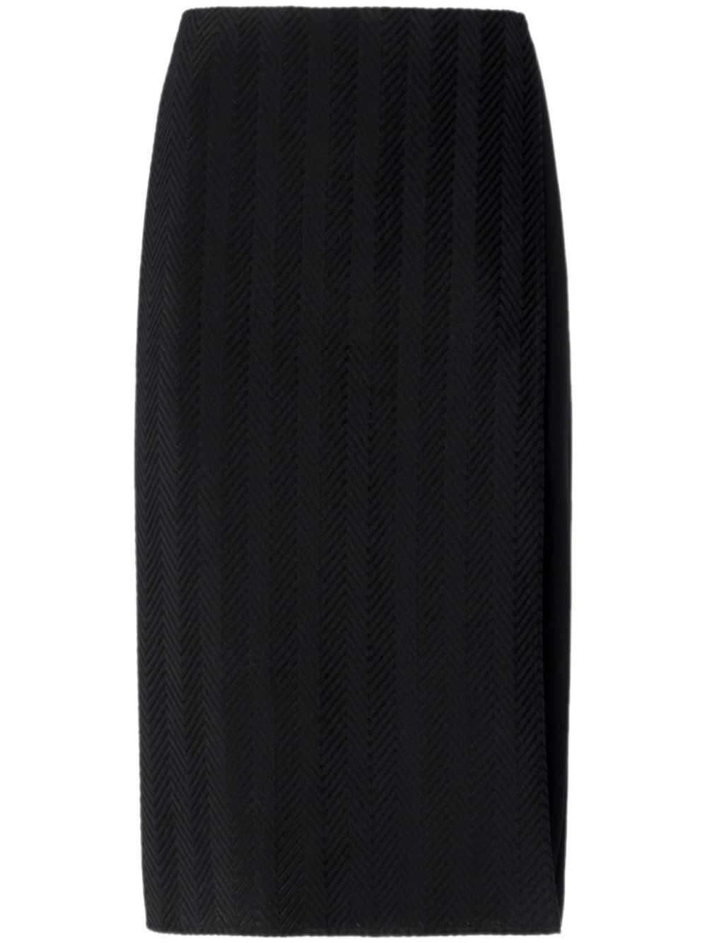 Zigzag-pattern midi skirt - Black