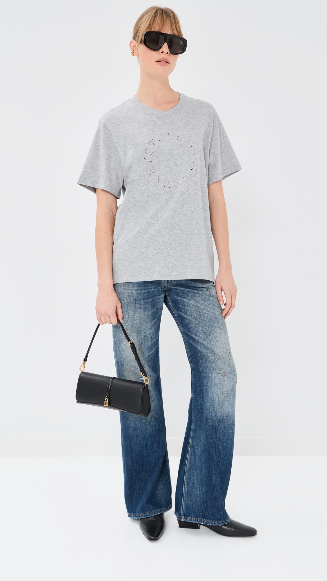 Hardware Logo Boyfriend T Shirt Grey Melange