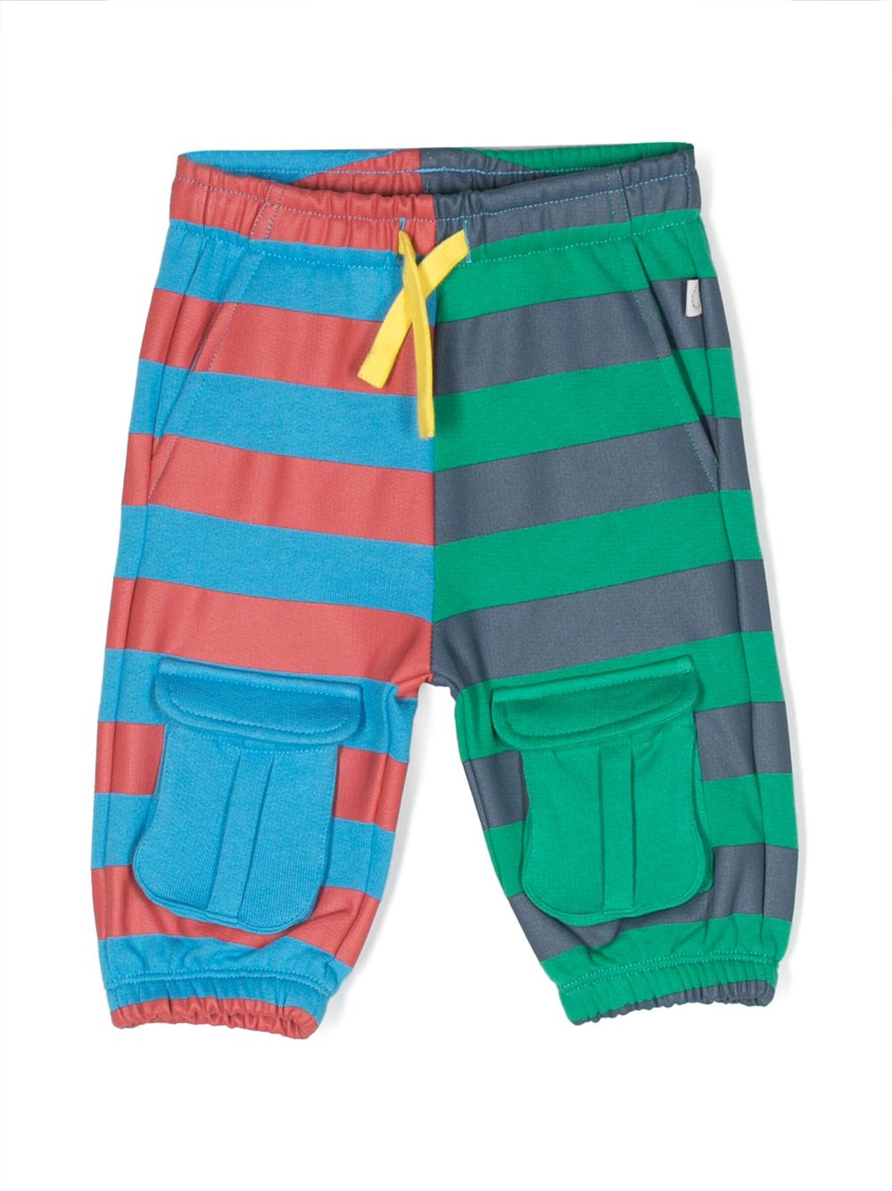 Striped drawstring cotton track pants - Green