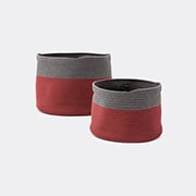 'podor' Baskets, Set Of Two, Burgundy & Grey