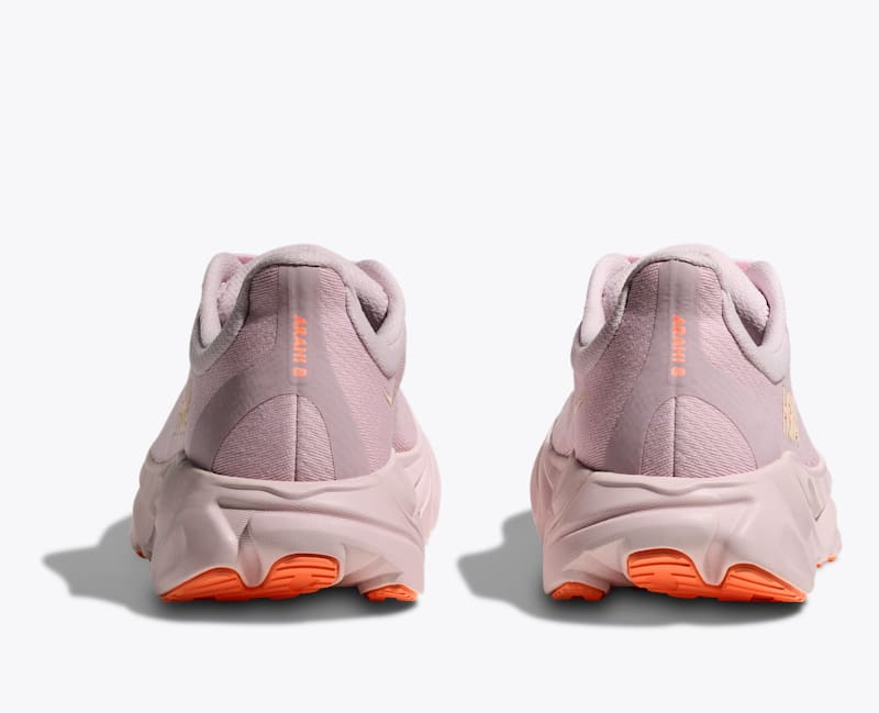 HOKA Women's Arahi 8 Shoes in Lilac Cream/Neon Cantaloupe