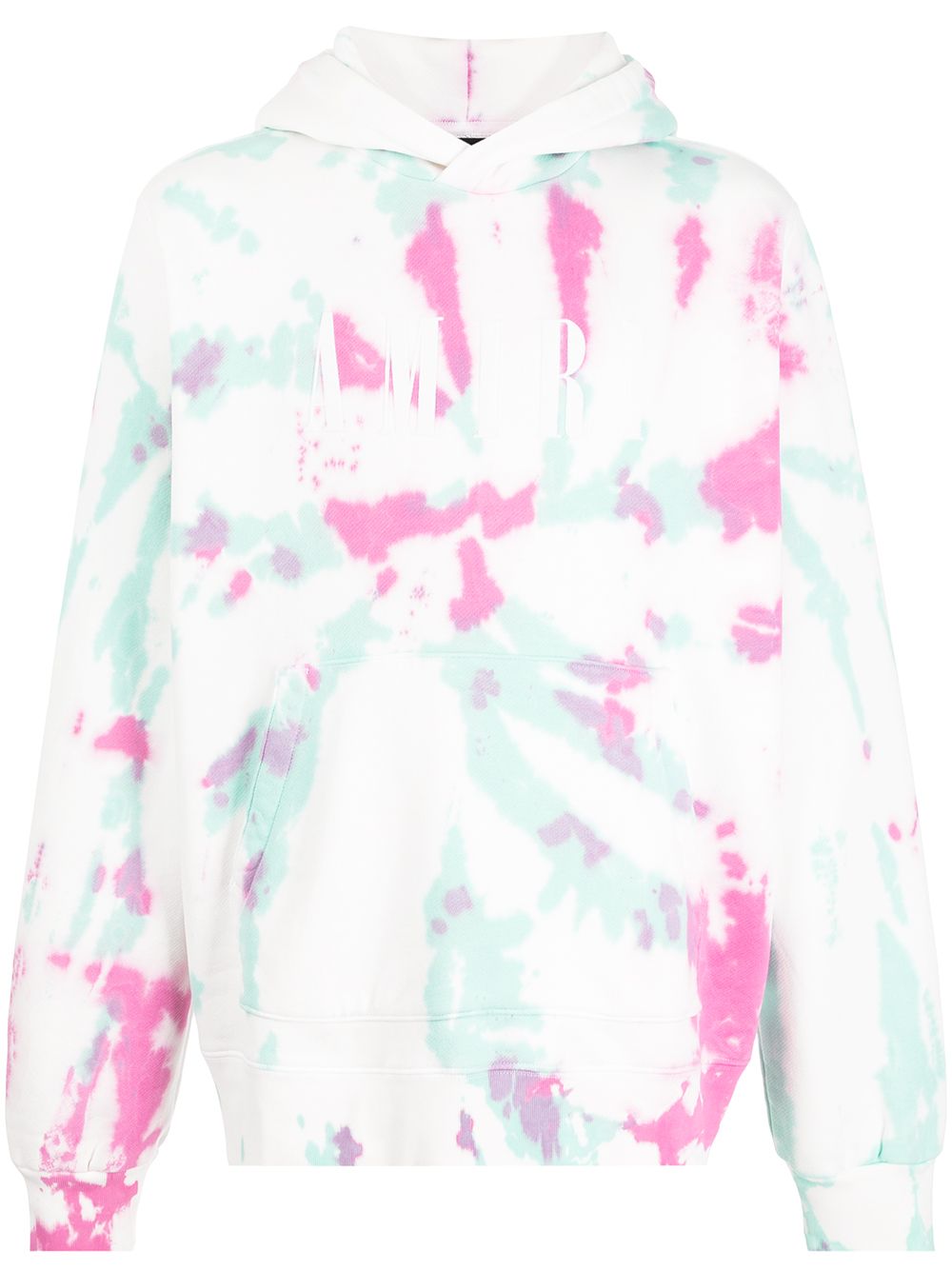 Logo-print tie-dye hoodie - White