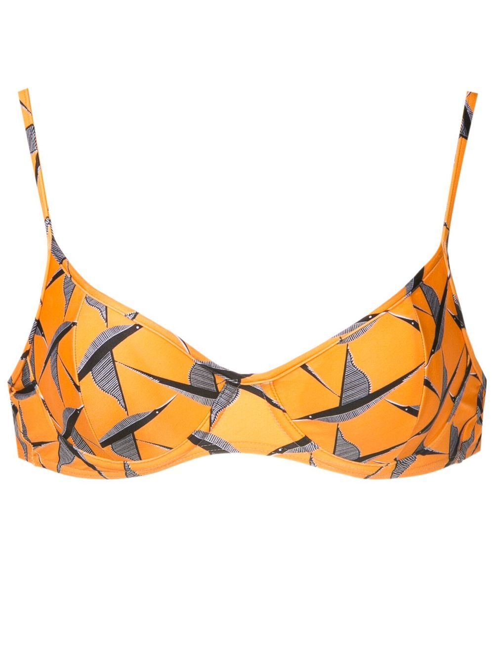 Fiji bird-print bikini top - Orange