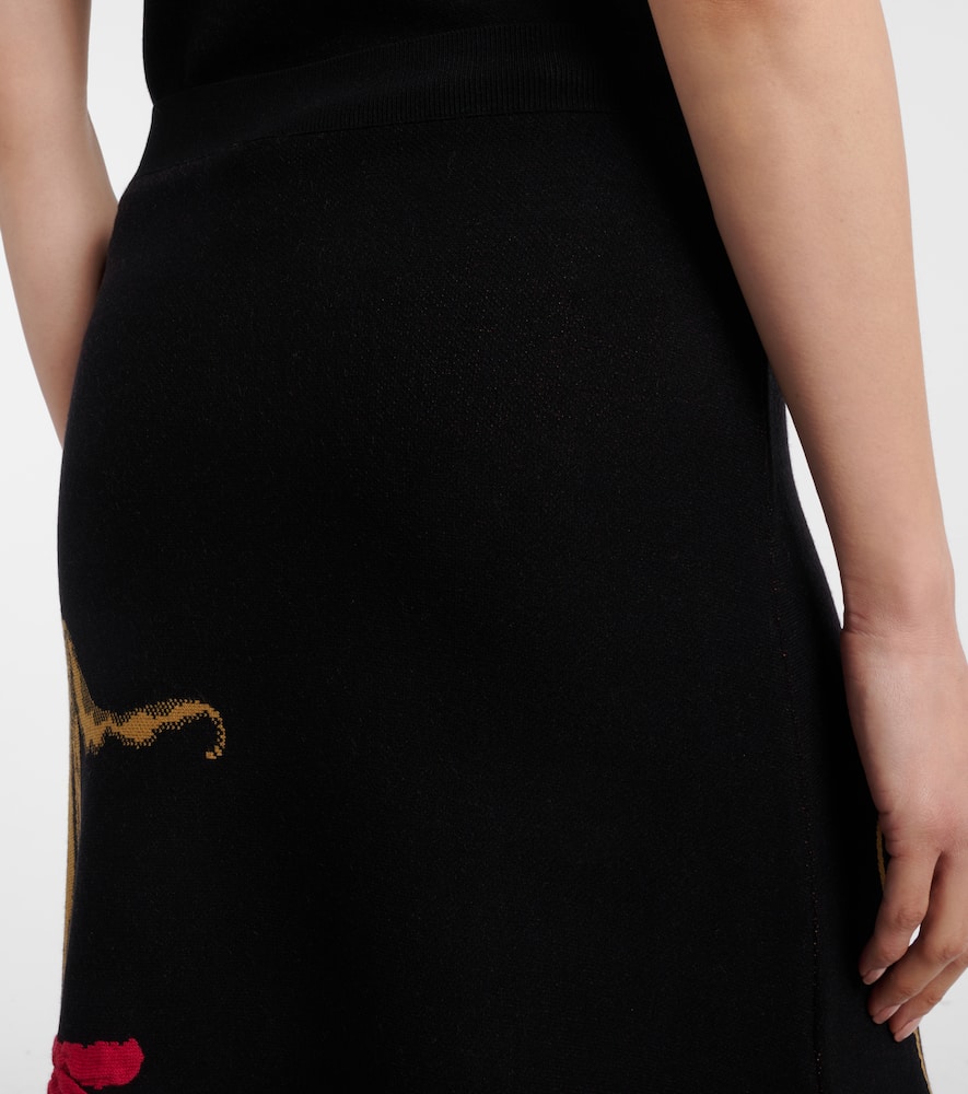 Floral jacquard midi skirt