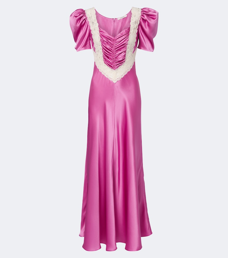 Lace-trimmed silk cocktail dress