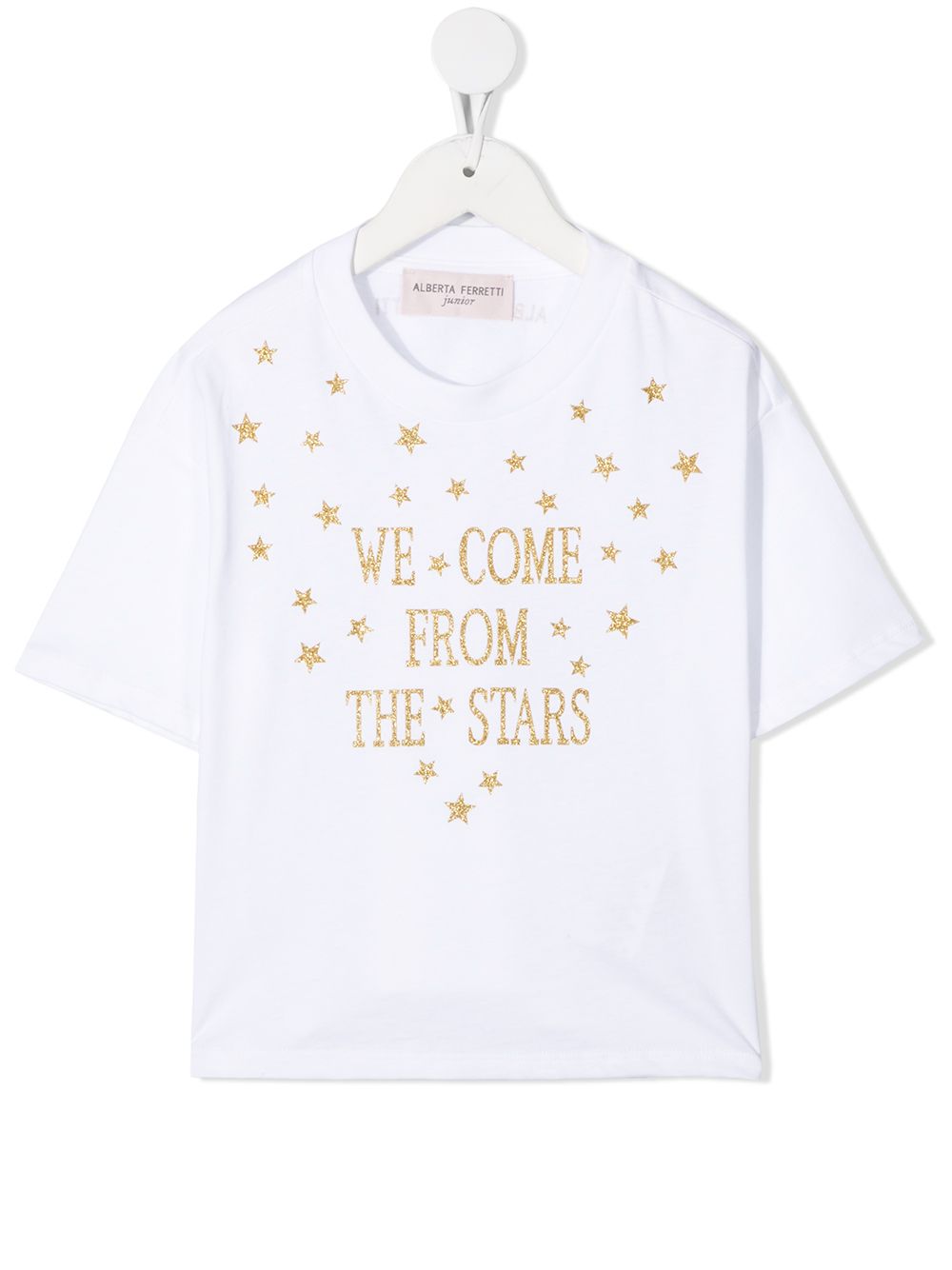 Glitter slogan print T-shirt - White