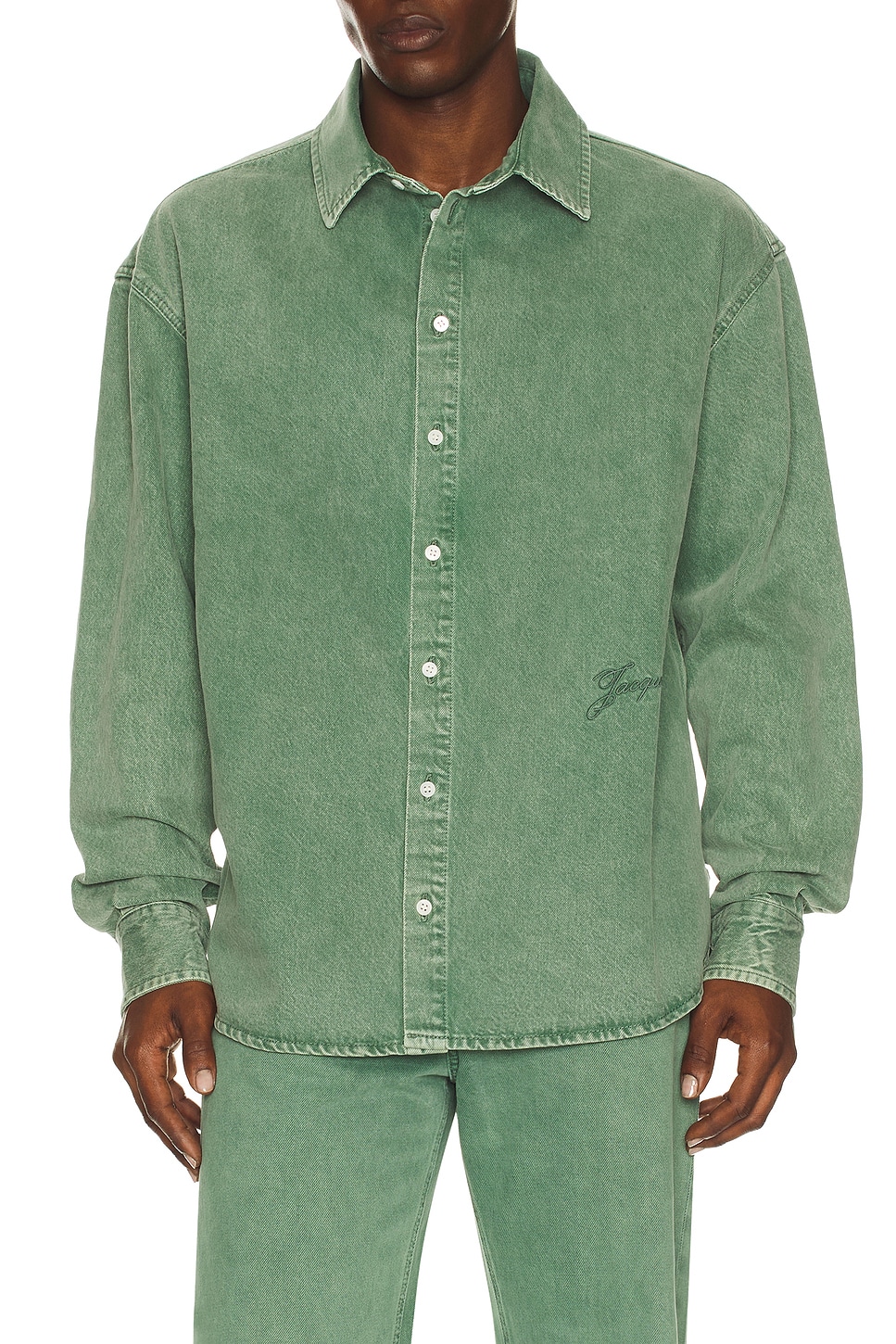 JACQUEMUS La Chemise De-Nimes Simon in Green - Green. 50 also in