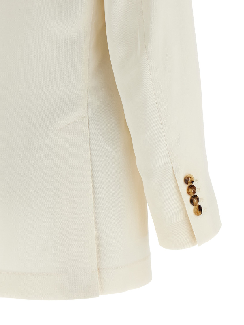 Linen Silk Blazer White