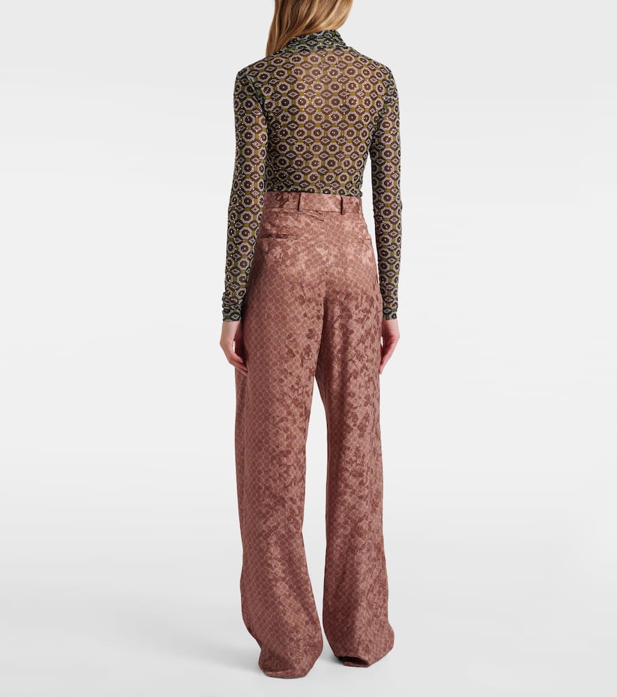 Belted printed wide-leg pants