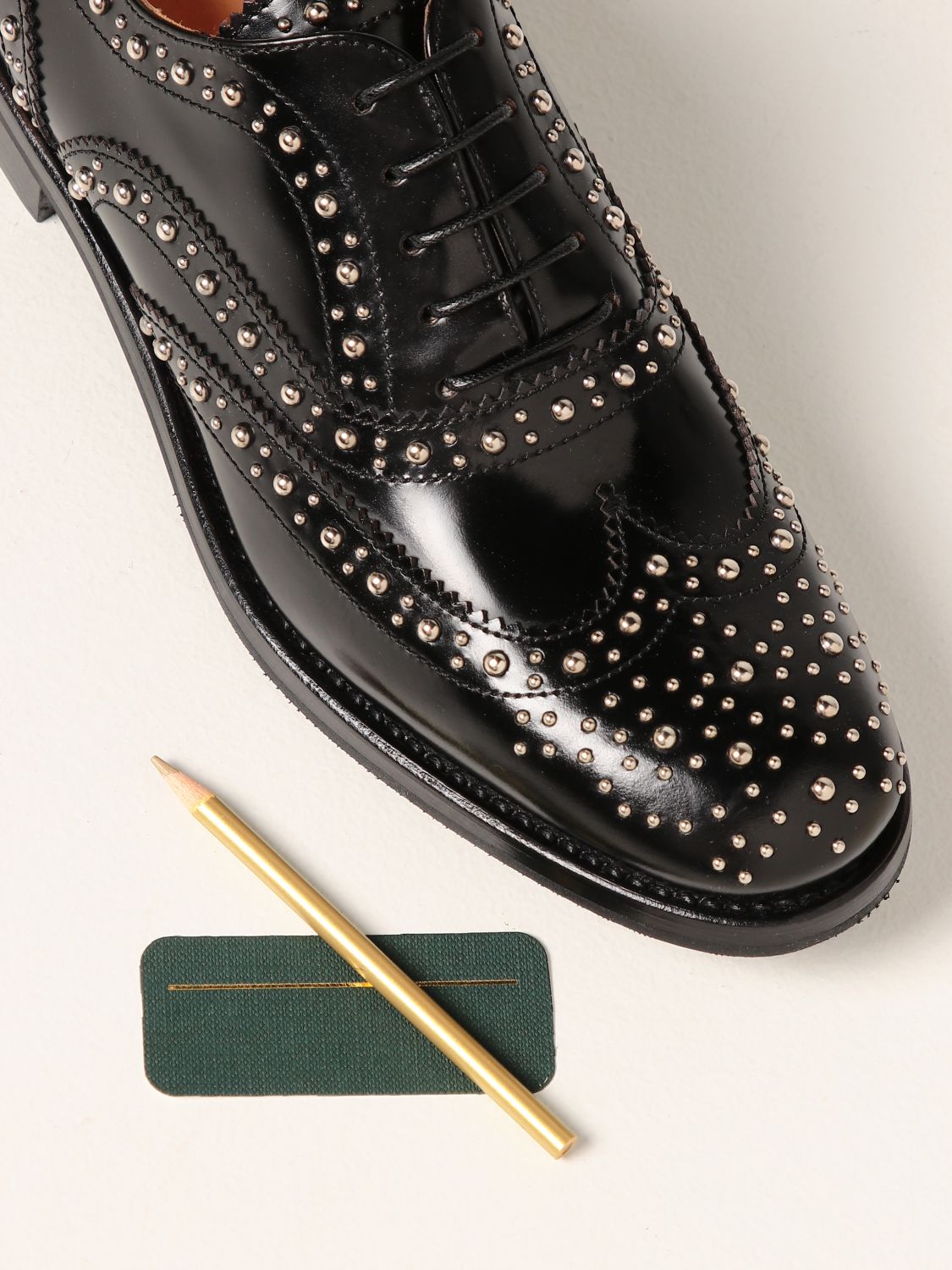Burwood polished studded brogues - Black