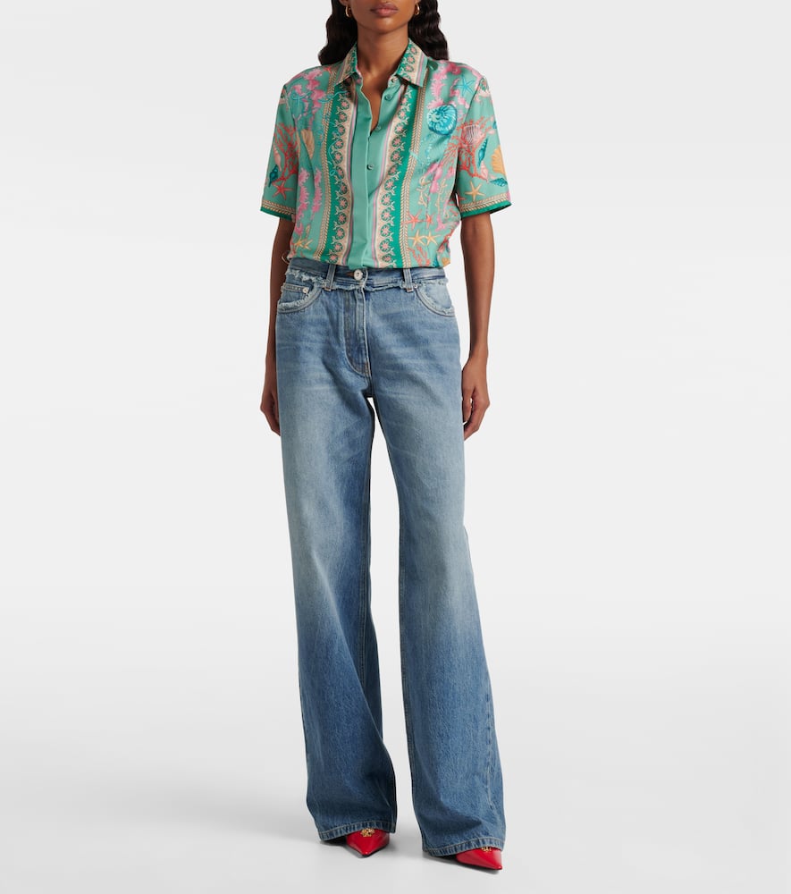 Mid-rise wide-leg jeans