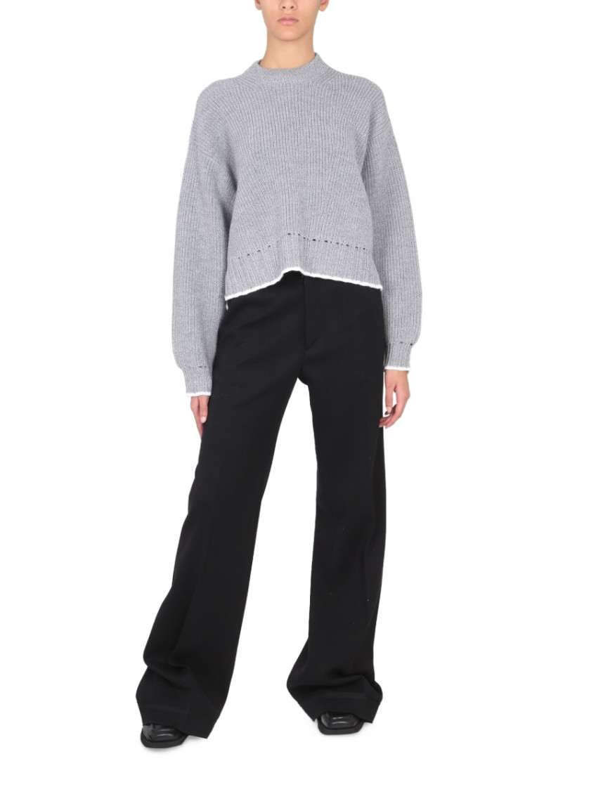 Grey Knitted Mock Collar Sweater