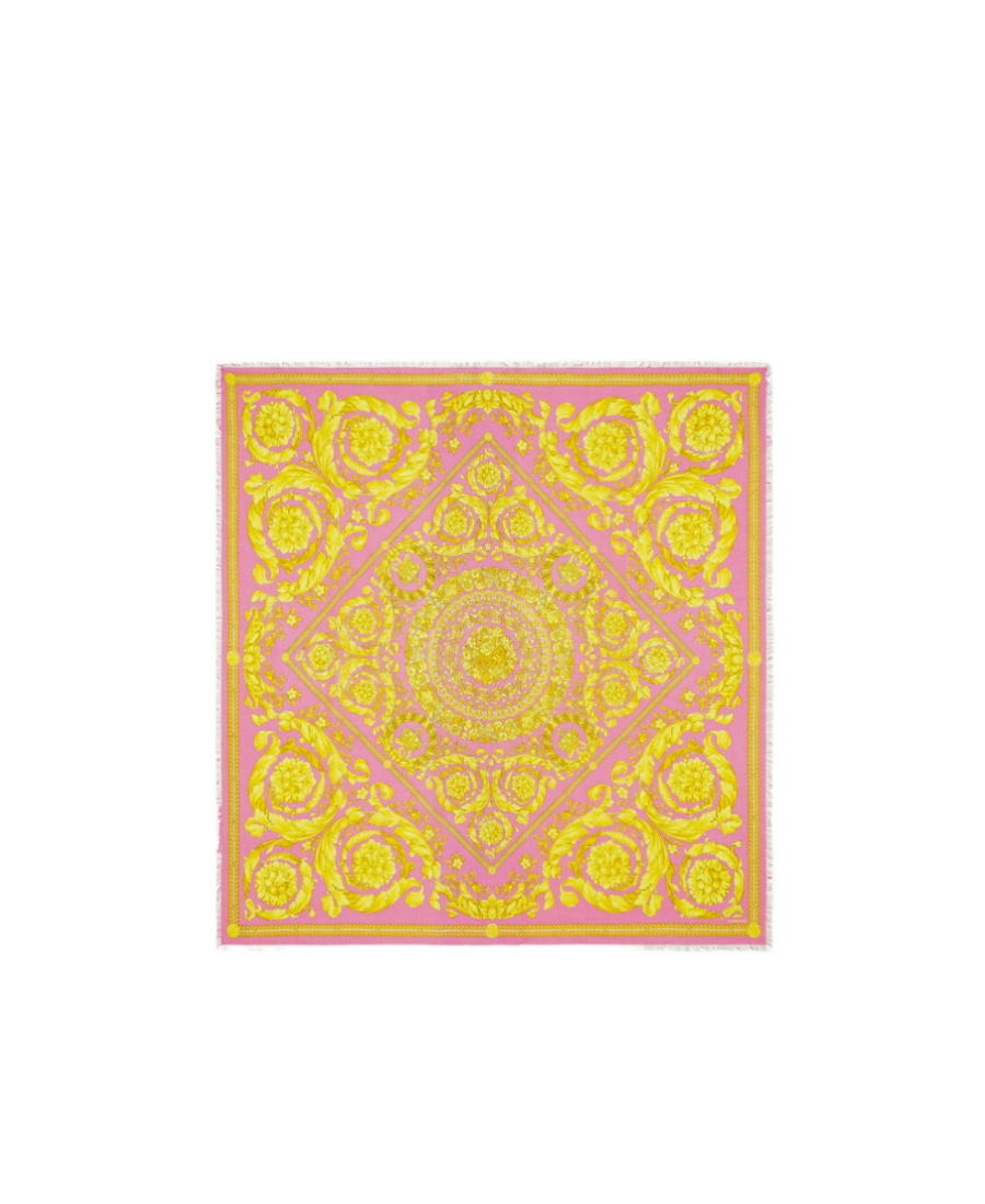 Barocco-print frayed scarf