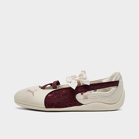 Women's Speedcat Ballet Lace Casual Shoes in Frosted Ivory/Ruby Shimmer