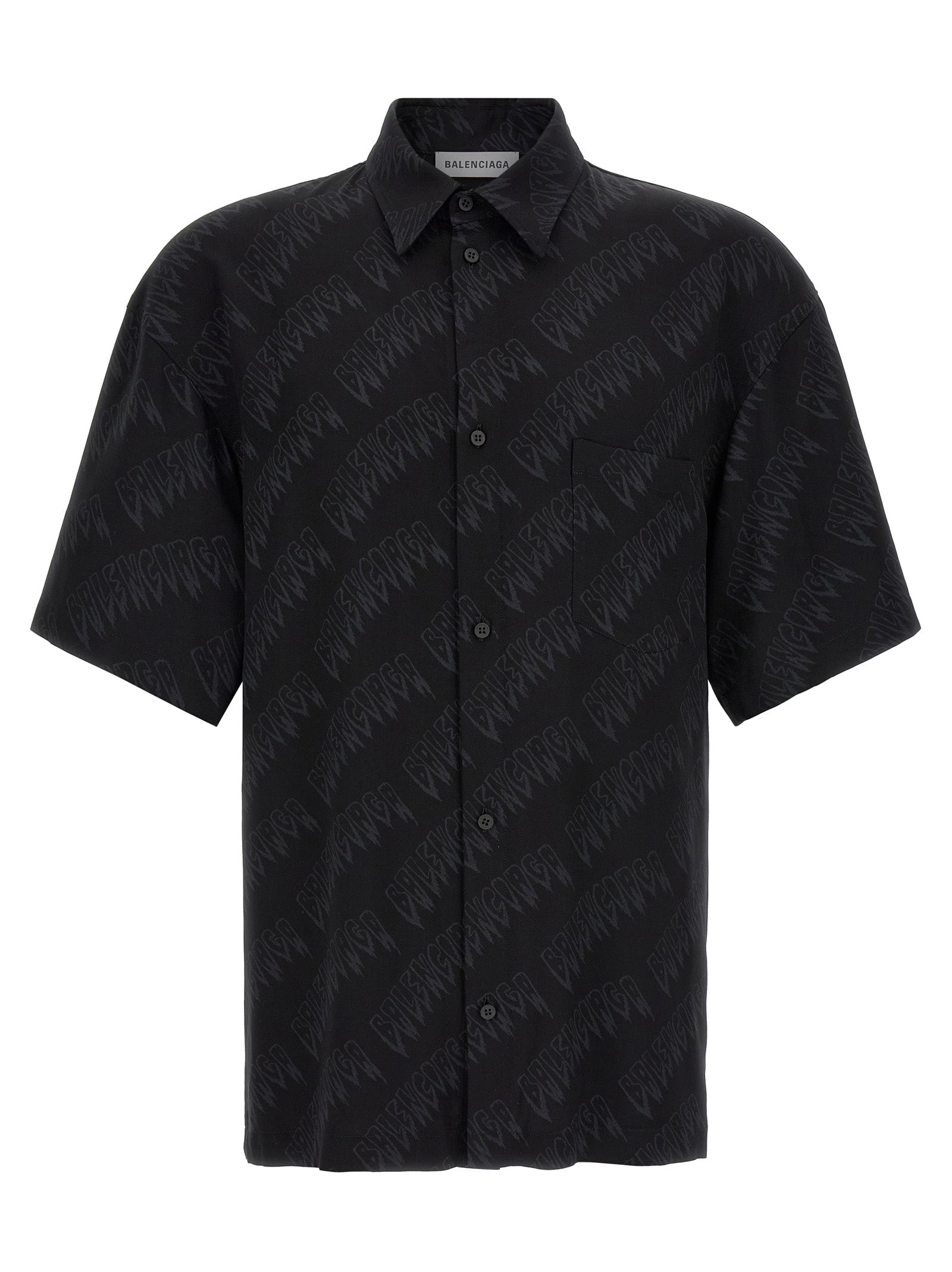Logo-Print Viscose Shirt — Black