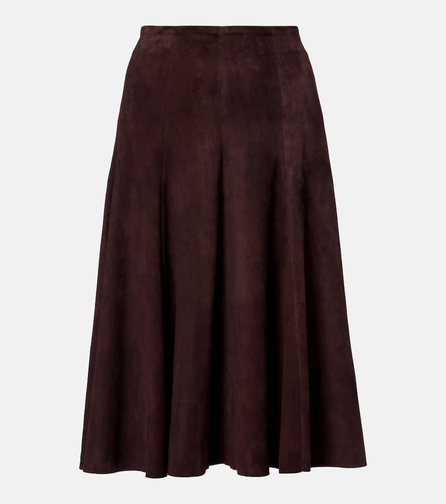 Suede midi skirt