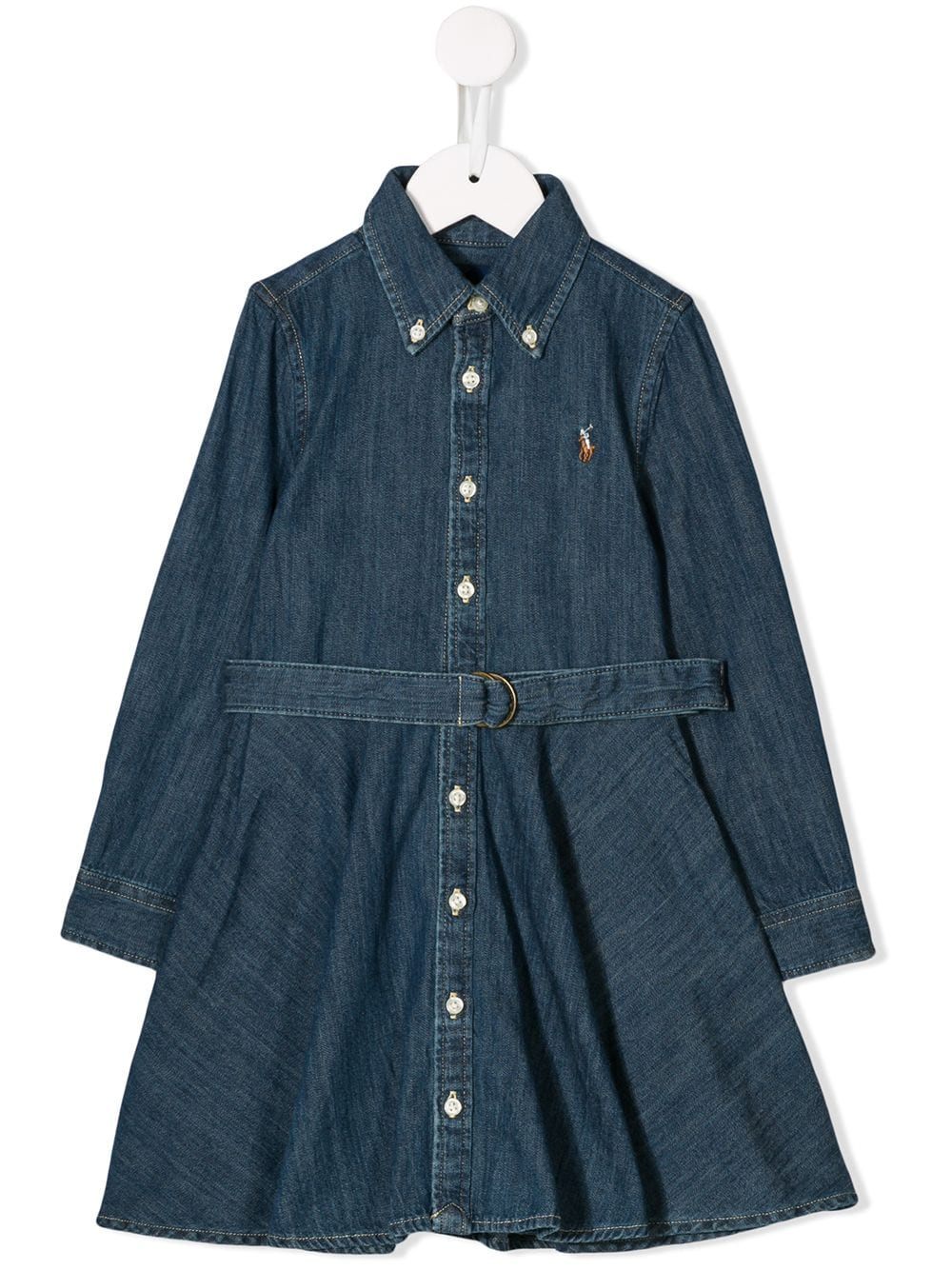 Belted demin shirt-dress - Blue