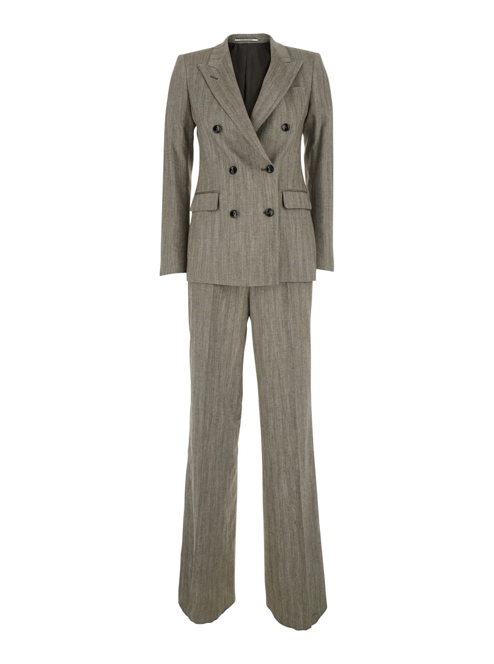 Beige resca Suit With Jacket And Pants In Viscose And Linen Blend For Men