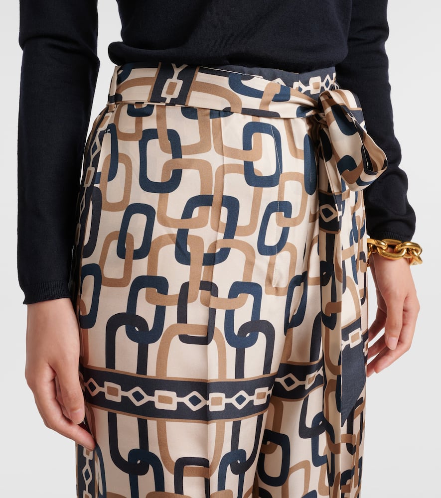 Brina printed silk twill wide-leg pants