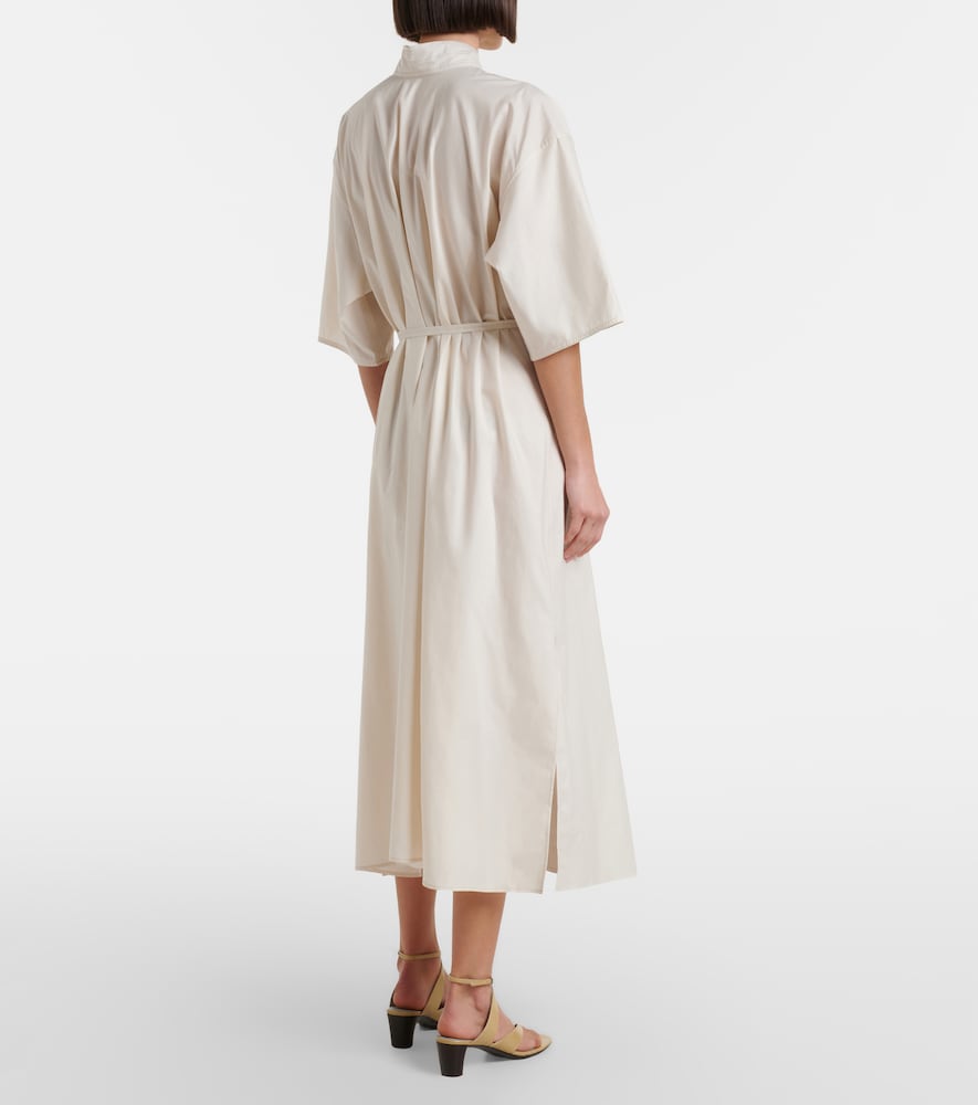 Tie-neck cotton and silk shirt dress