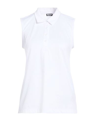 Woman Polo shirt White Size L Polyester, Elastane