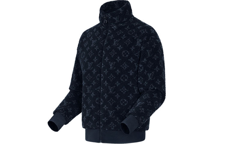 LV Monogram Jacquard Fleece Zip-Through Jacket Blue