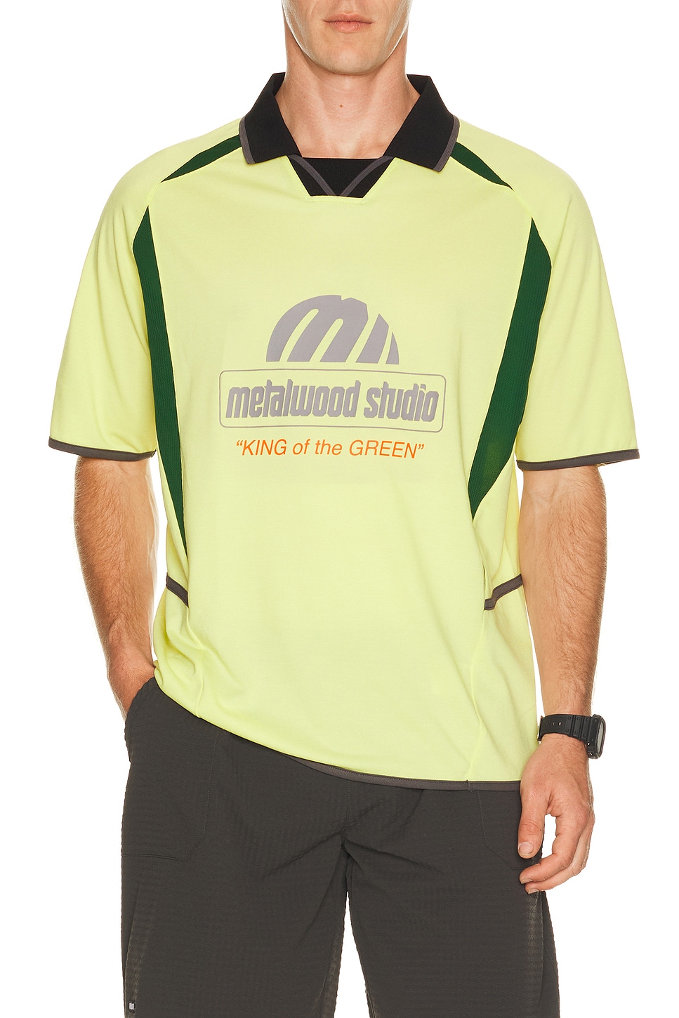 Metalwood Studio King Of The Greens Jersey Polo in Flash - Yellow. L also in S, M, XL/1X