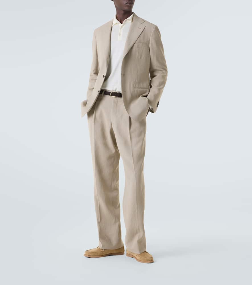 Single-breasted linen suit jacket