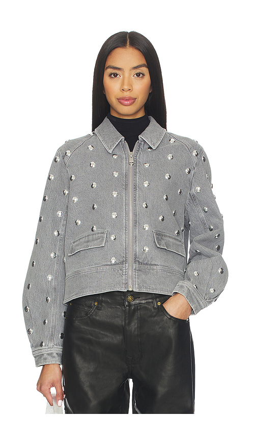 Cinq a Sept Studded Denim Harriet Jacket in Blue. - XL also in L, M
