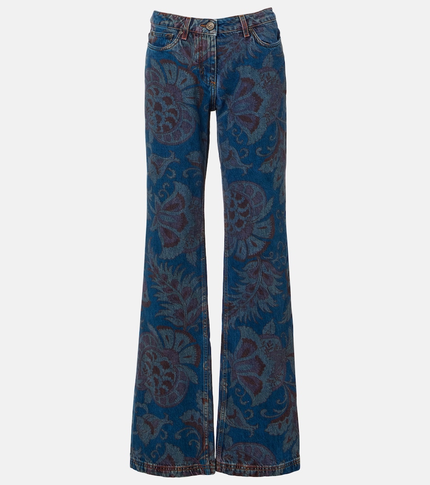 Floral flared jeans