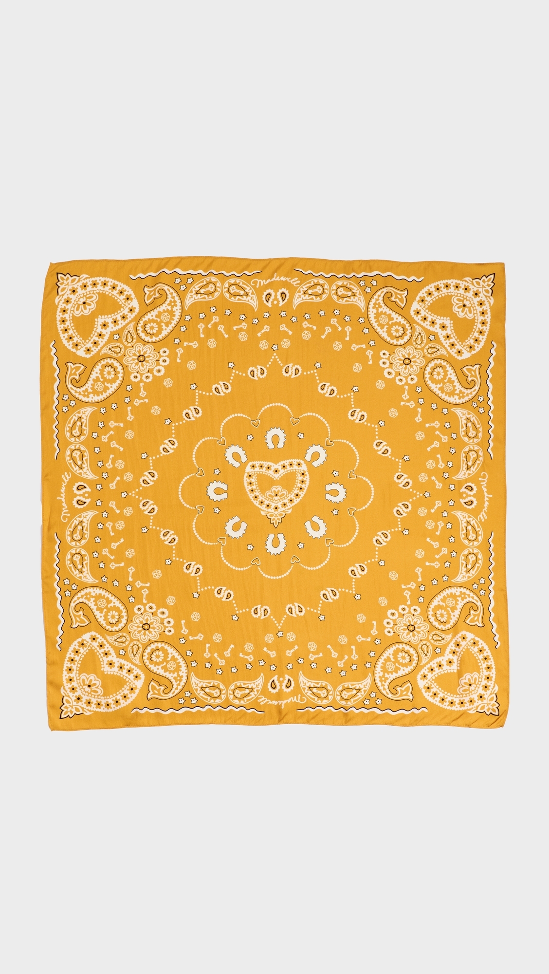 Medium Silk Bandana Horseshoe Golden Saffrom One Size