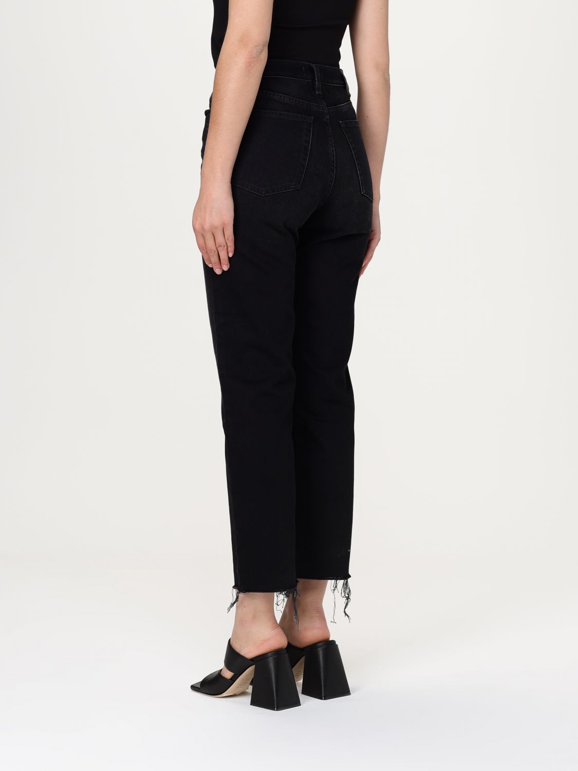 High-rise straight-leg jeans - Black