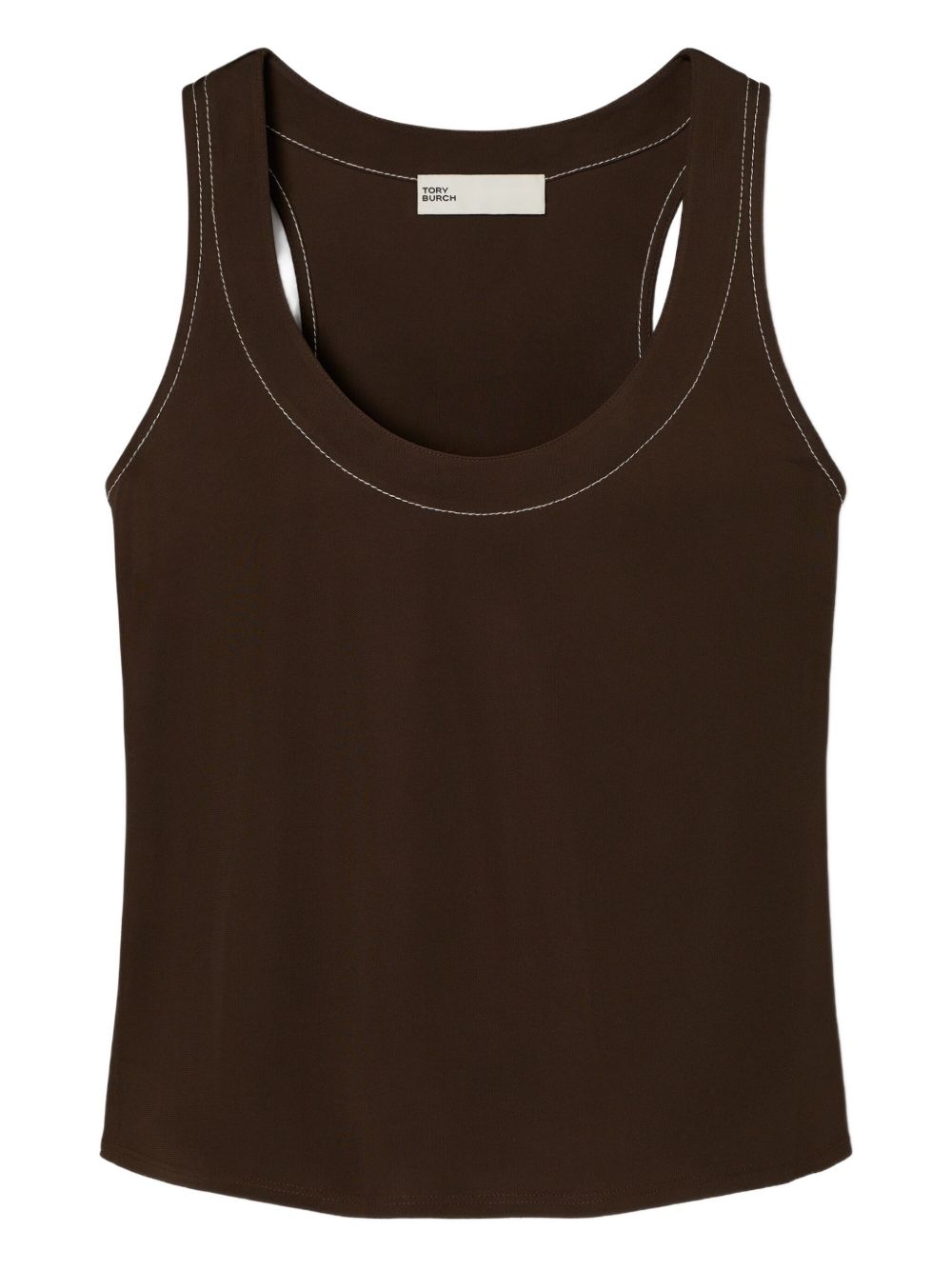 Contrast-stitched tank top - Brown