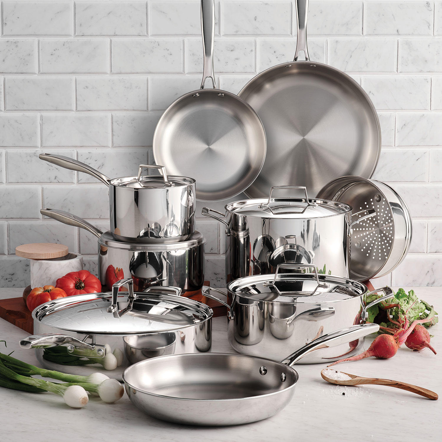 14-Piece Tri-Ply Clad 10 Stainless Steel Cookware Set