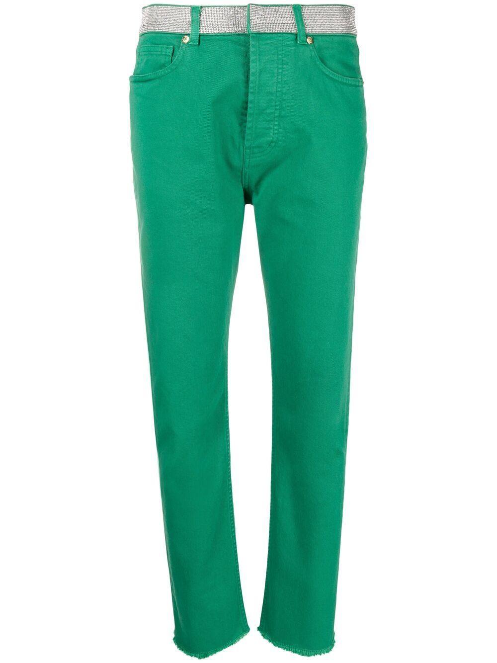 Embellished-band jeans - Green