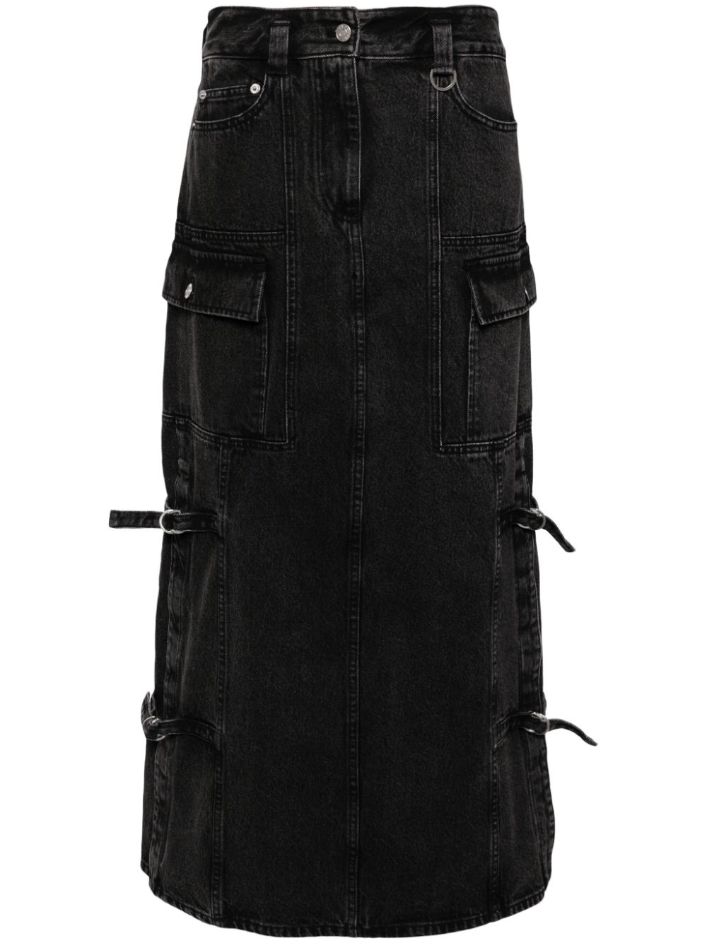Denim cargo skirt - WASHED BLK