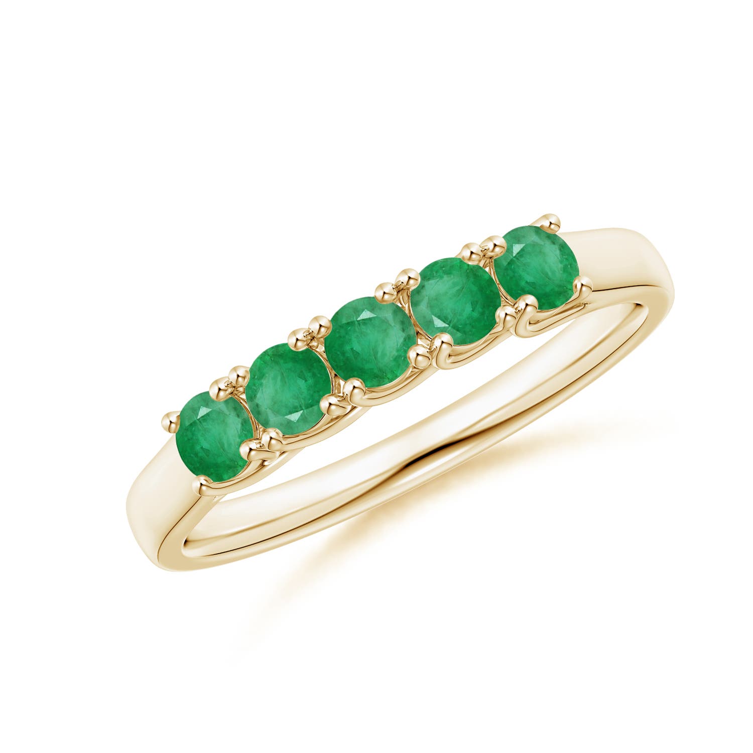 Angara 0.45 Carat Half Eternity Five Stone Emerald Wedding Band in 14K Yellow Gold