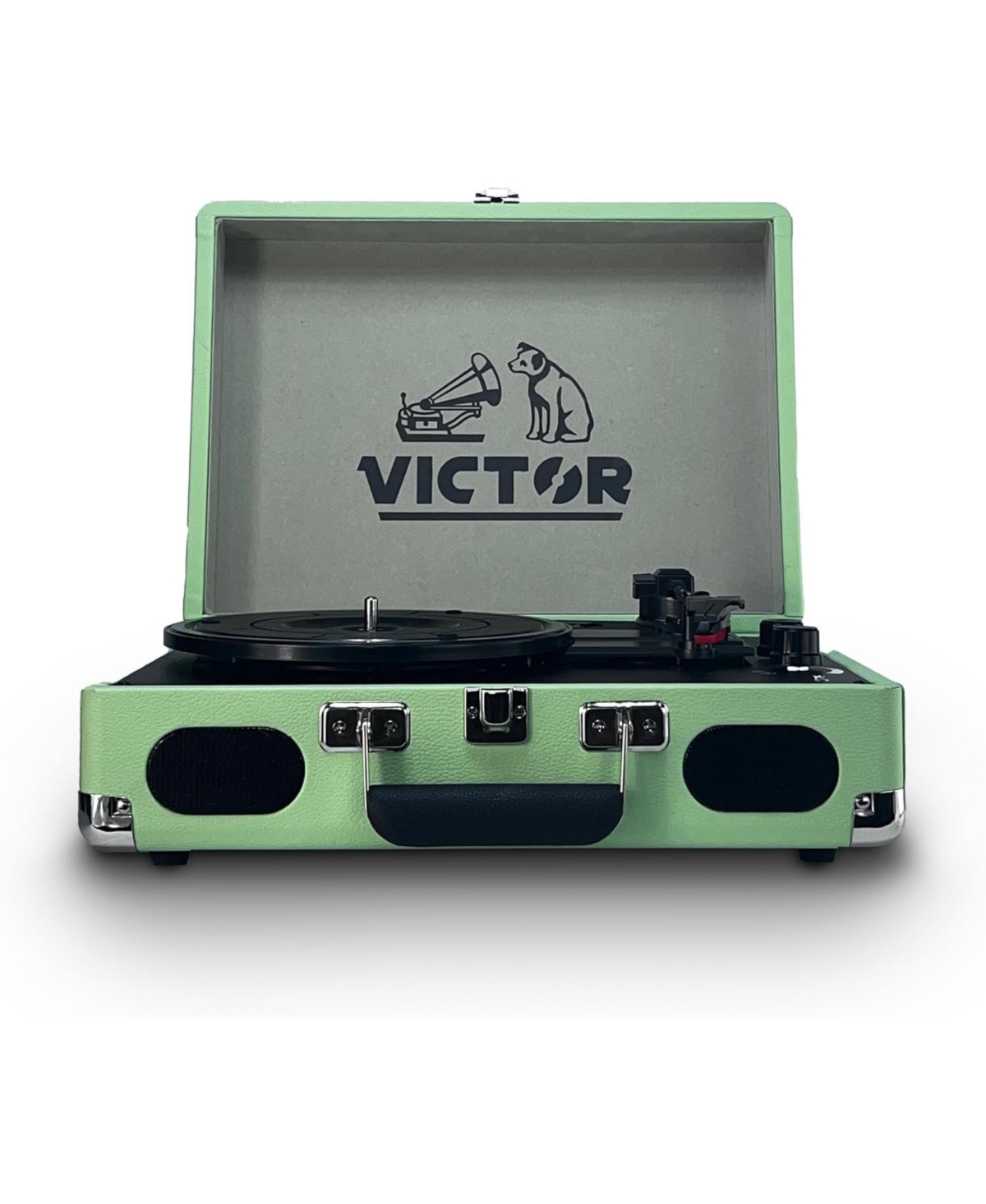 Metro Plus Portable Rechargeable Bluetooth Suitcase Turntable Record Player - Mint - Mint