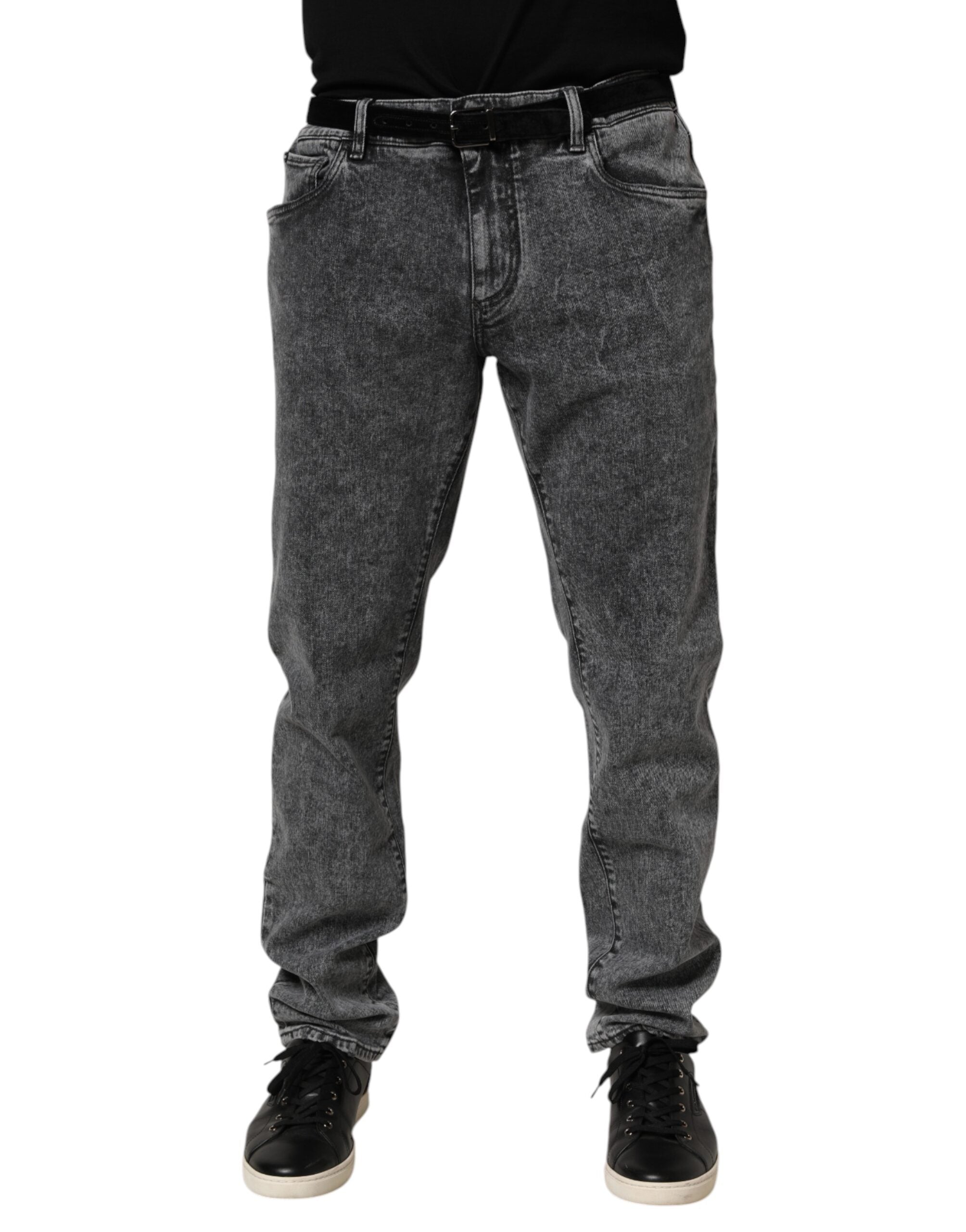 Gray Cotton Denim Jeans — Gray