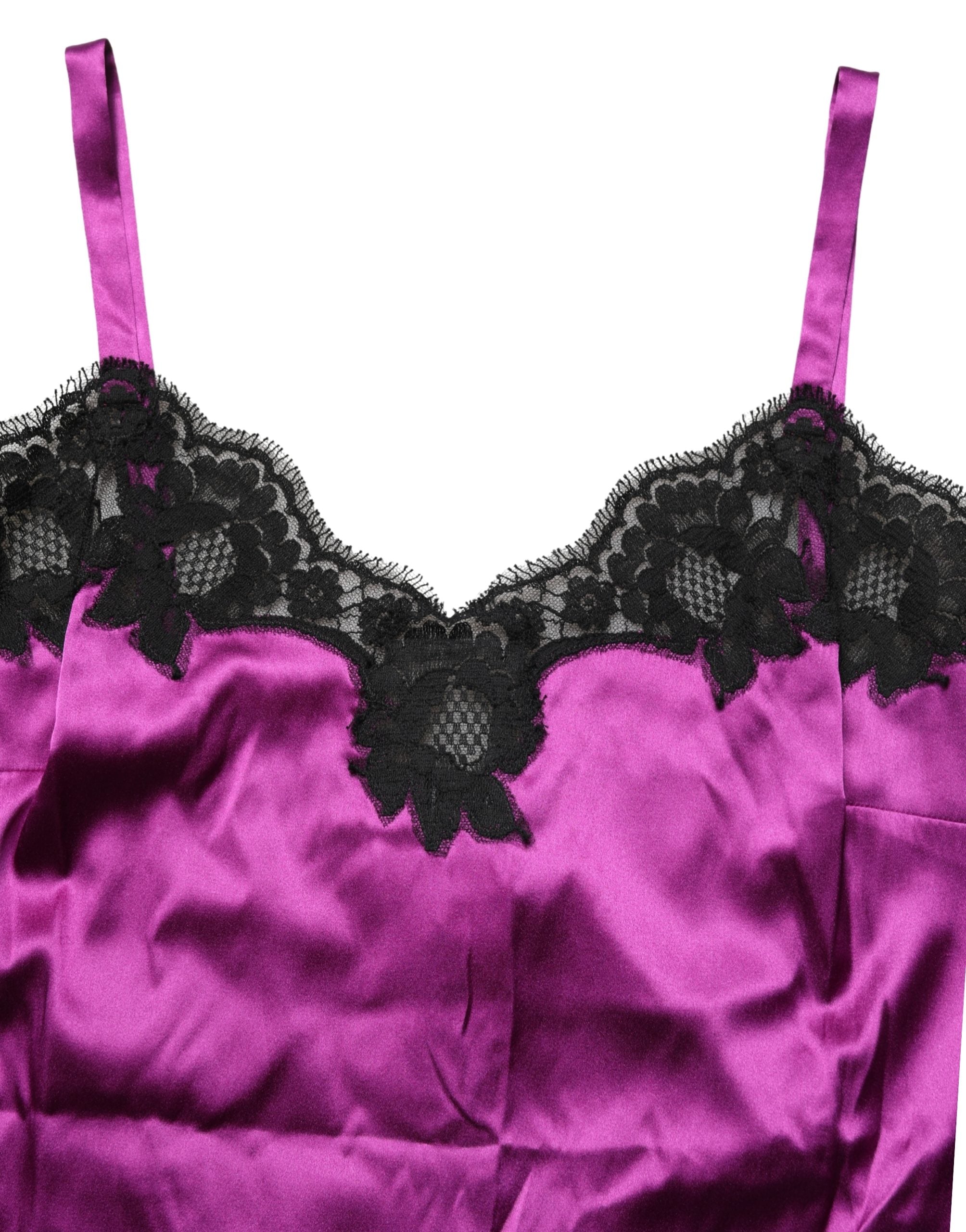 Lace-Trim Silk Camisole — Purple