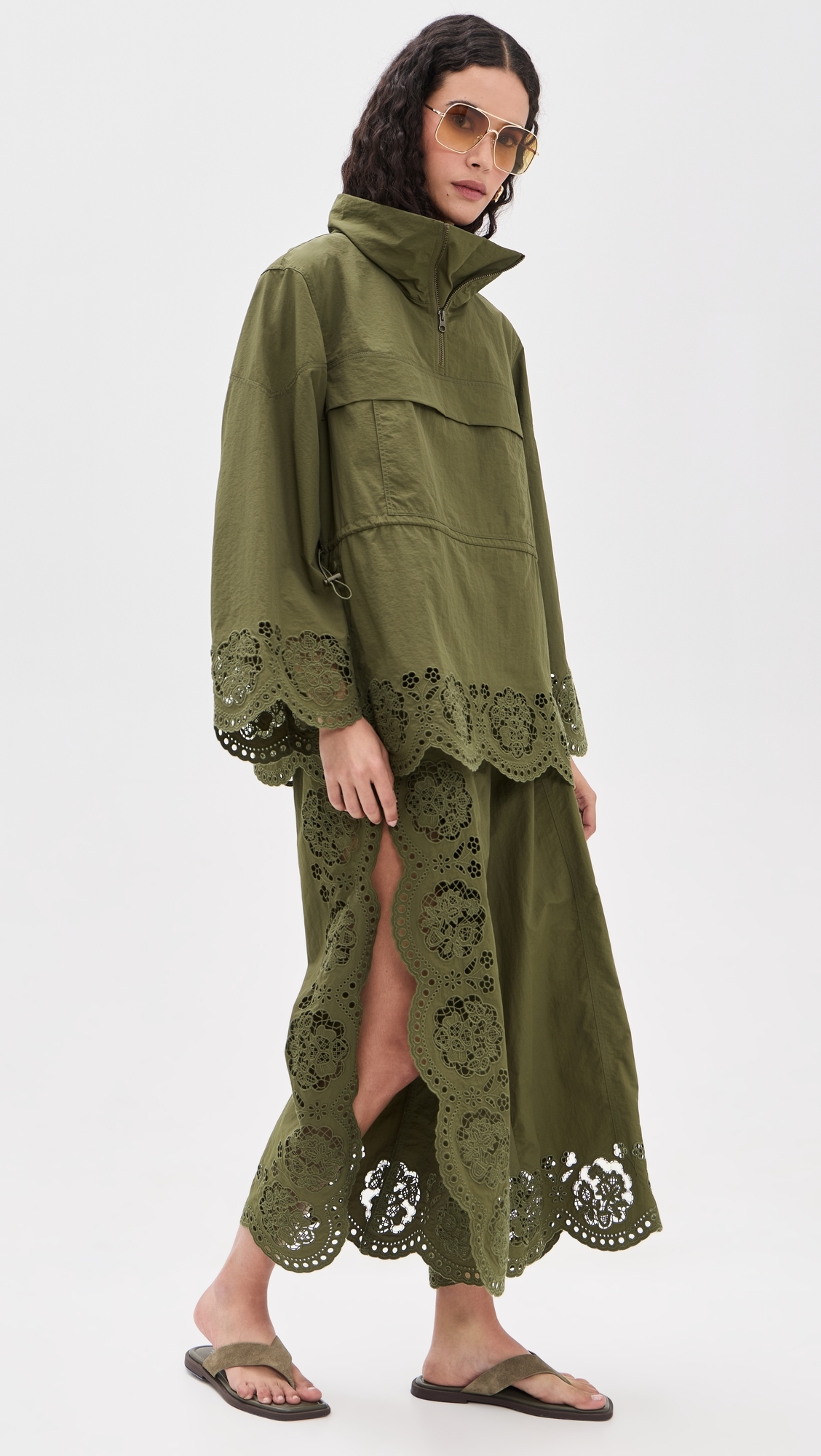 Vittoria Eyelet Pants Olive