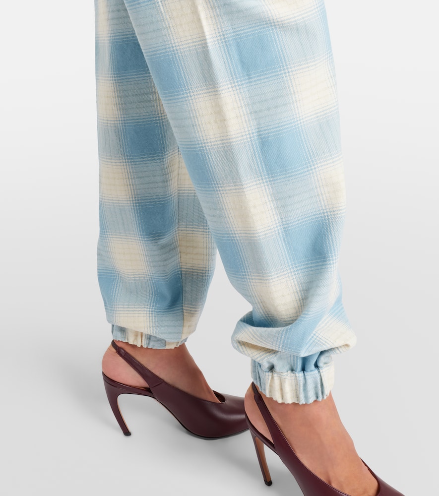 Checked cotton and wool tapered pants